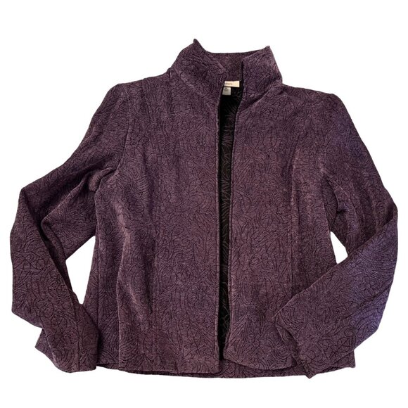 dressbarn Jackets & Blazers - Dressbarn Womens Purple Textured Zip Up Jacket Size M